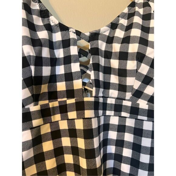 Cupshe Size XL Ruffle Strap One Piece Swimsuit Black Gingham Check Plaid Modest - Picture 8 of 15